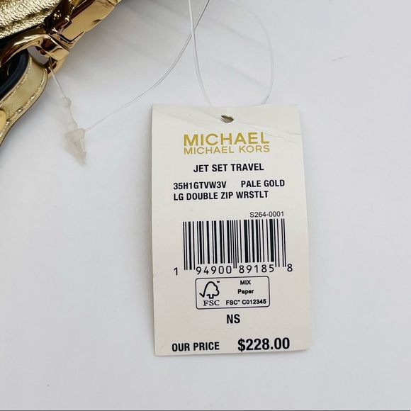 Michael Kors Large Double Zip Wallet Wristlet Pale Gold - Picture 10 of 10